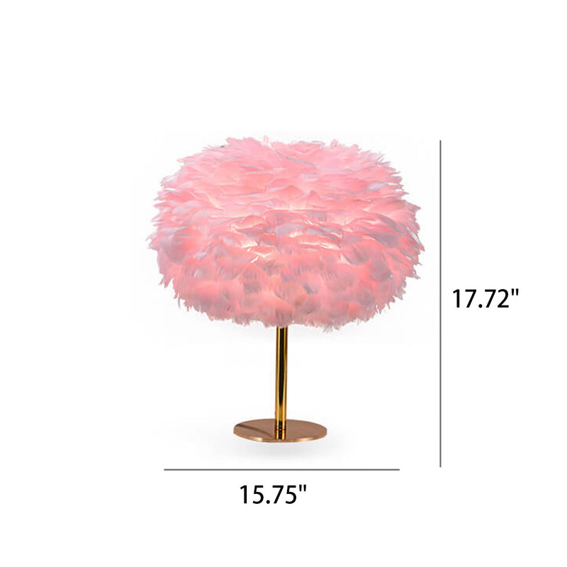 Lampe de table à 1 lumière à base ronde en plumes d&