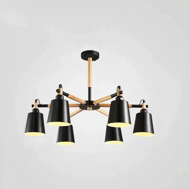 Nordic Modern Fashion Creative Solid Wood Macaron 3/6/8 Lights Chandeliers