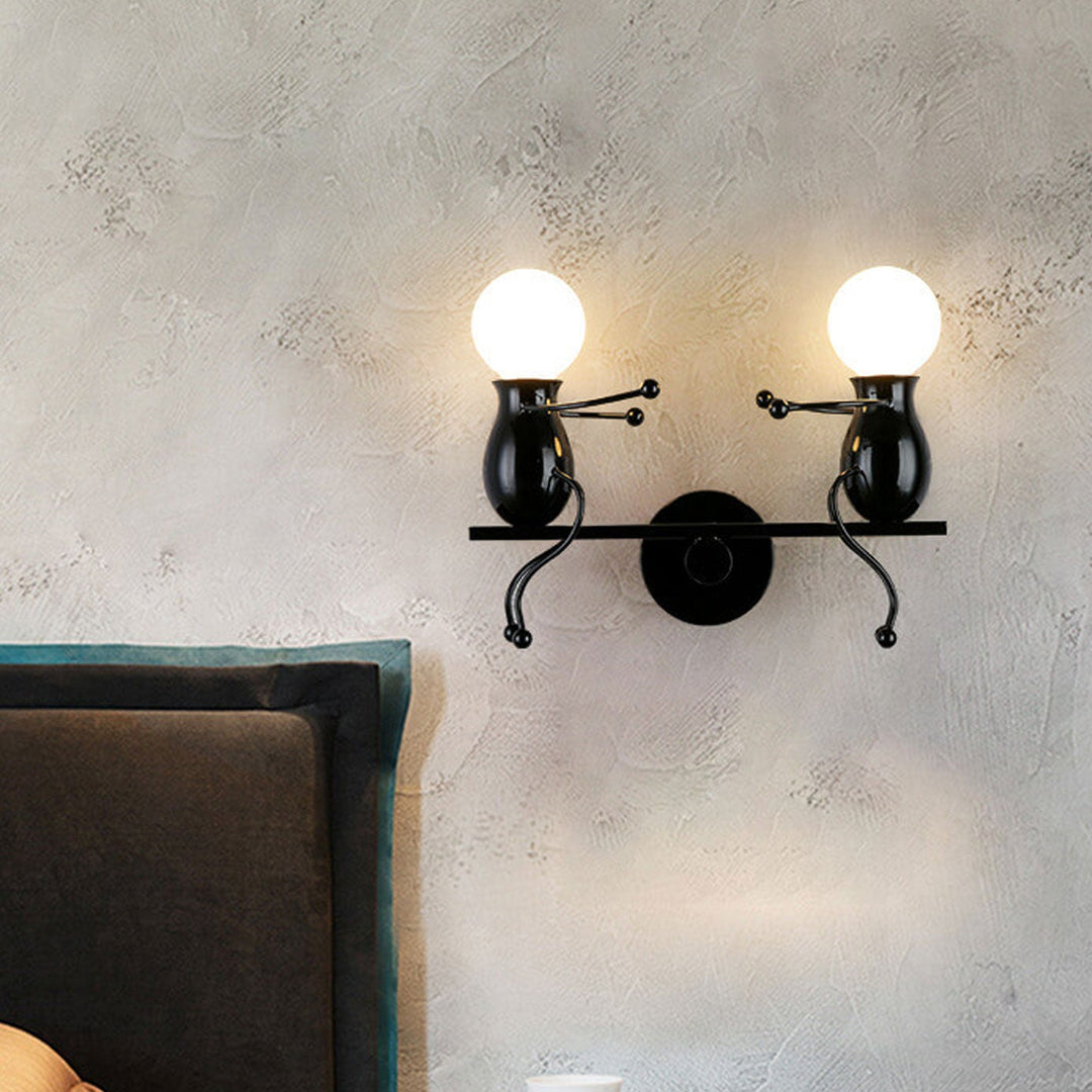 Moderna Creativa Dos Pequeñas Personas Lámpara Aplique de Pared de 2 Luces 