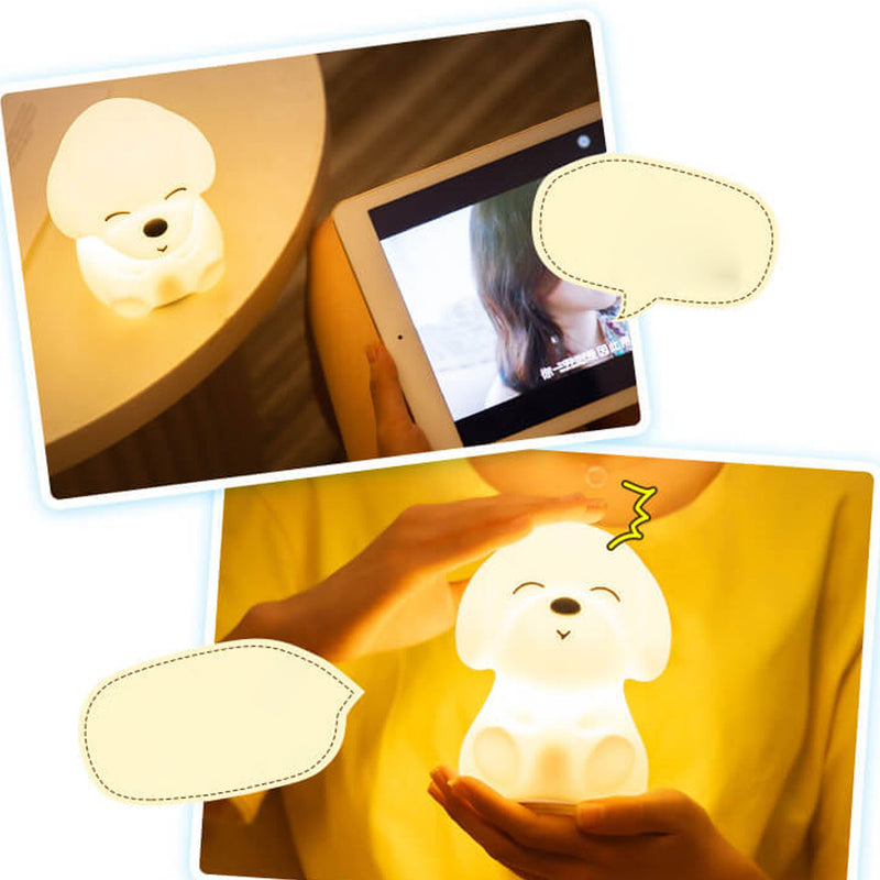 Kreative süße Silikon Little Puppy USB Pat Pat LED Nachtlicht Tischlampe 