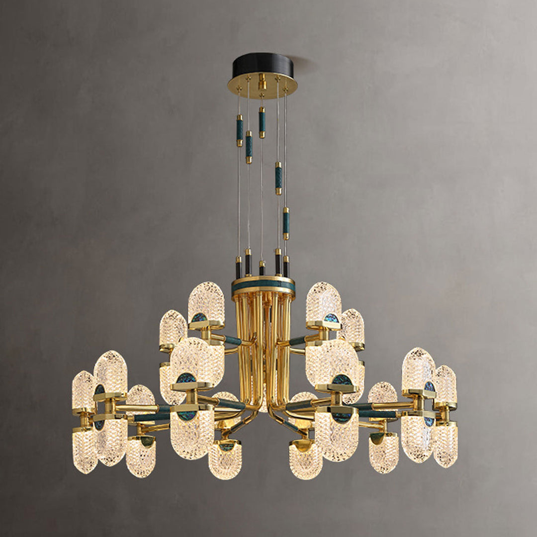 Lustre LED en cuivre massif rond moderne de luxe léger 