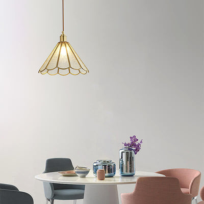 Modern Colorful Water-grain Glass 1-Light Bell Shaped Pendant Light