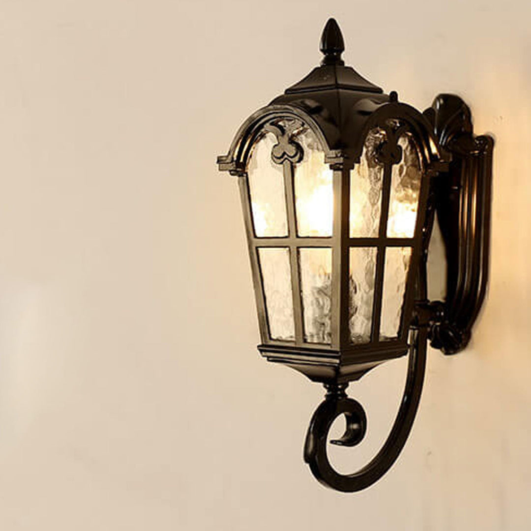 Lanterne murale étanche à 1 lumière en aluminium et verre rétro européen pour l&