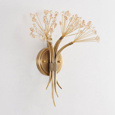 Modern Luxury Glass Dandelion Flower Design Brass 1-Light Wall Sconce Lamp