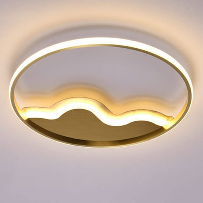 Nordic Round Wave Design Slim LED Flush Mount Ceiling Light