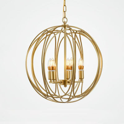 Antique Style Golden Metal 3/6-Light Globe Chandelier