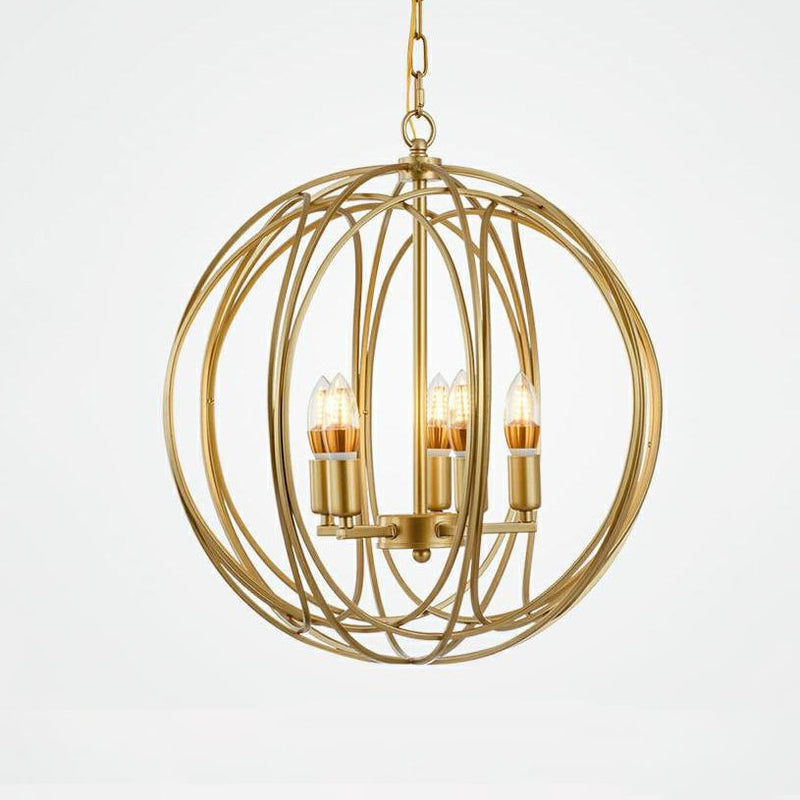Antique Style Golden Metal 3/6-Light Globe Chandelier