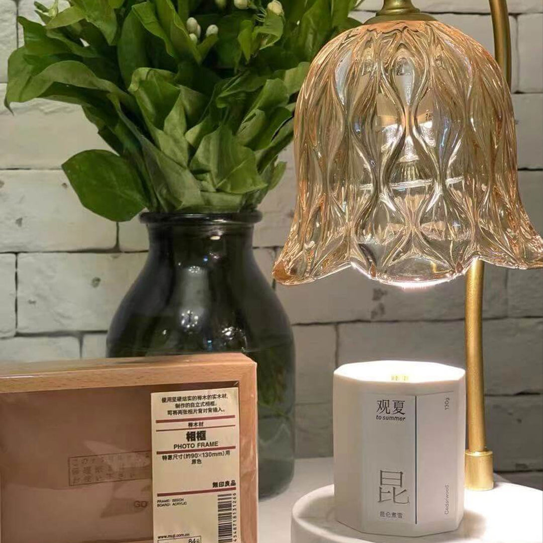 Modern Suzutan Glass Marble Base 1-Light Melting Wax Table Lamp