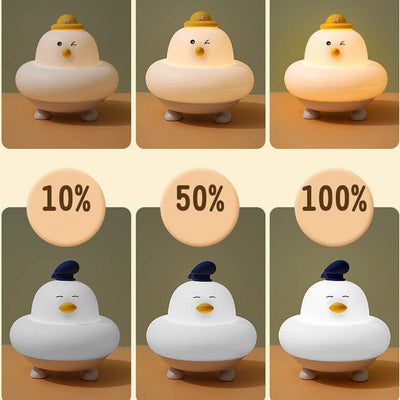 Lampe de table LED drôle en silicone Petit mignon poulet Pat veilleuse 