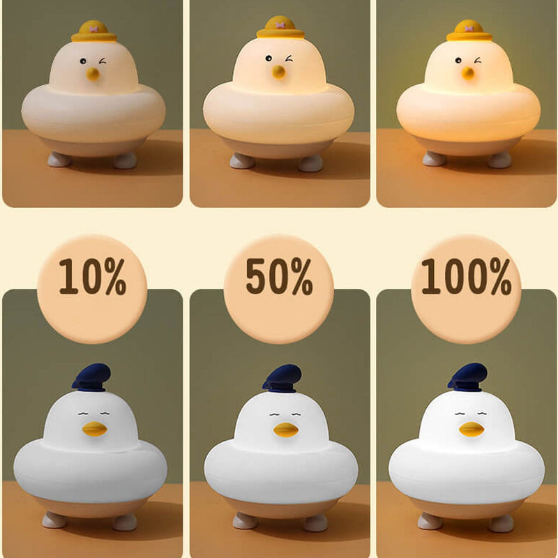 Lampe de table LED drôle en silicone Petit mignon poulet Pat veilleuse 
