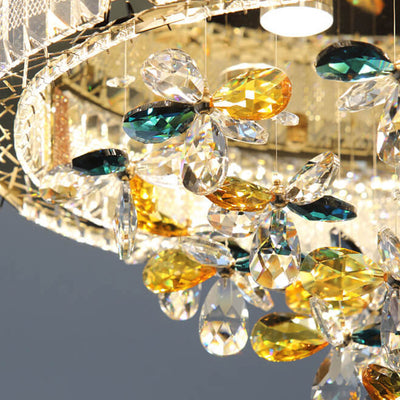 Modern Jane Clover Stainless Steel Crystal LED Flush Mount Ceiling Light