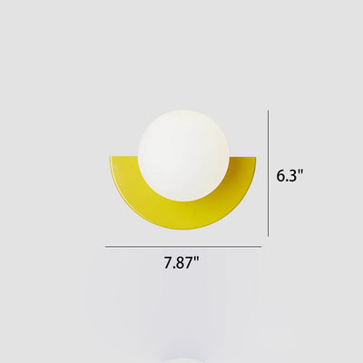 Conception moderne minimaliste en verre sphérique coloré demi-cercle appliqué murale 1 lumière 
