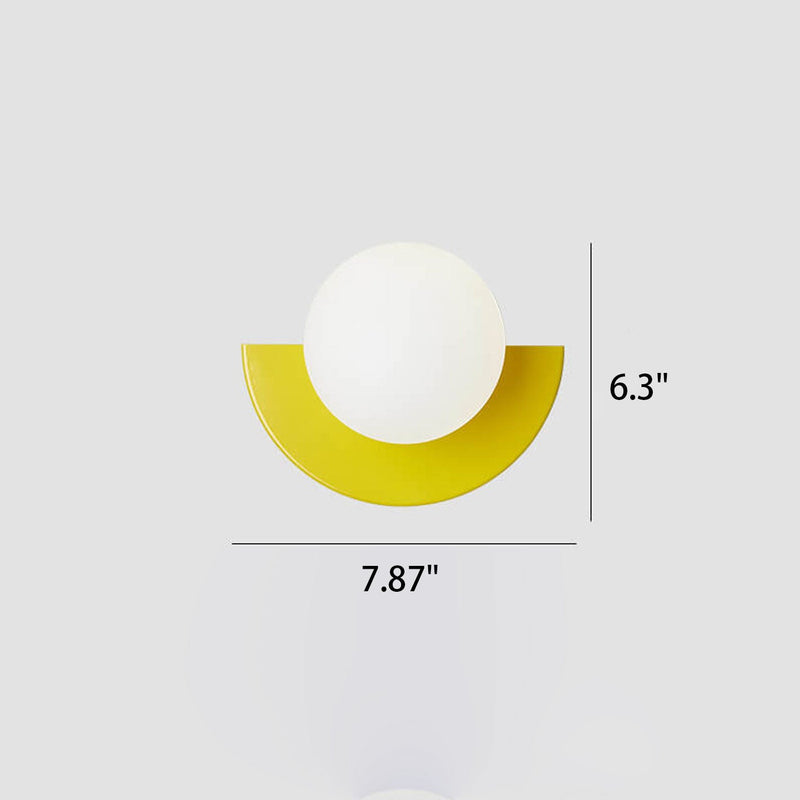 Conception moderne minimaliste en verre sphérique coloré demi-cercle appliqué murale 1 lumière 