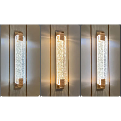 European Light Luxury Rectangular Bubble Crystal LED Wall Sconce Lamp