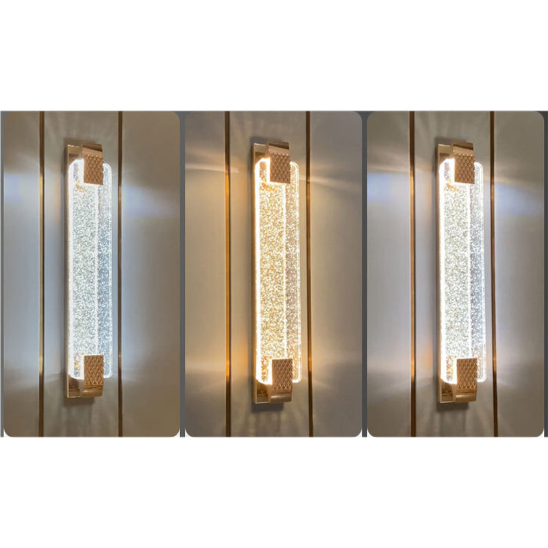 European Light Luxury Rectangular Bubble Crystal LED Wall Sconce Lamp