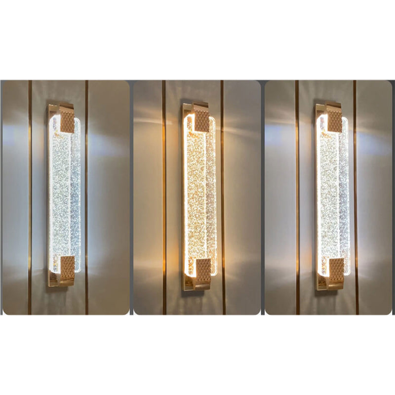 European Light Luxury Rectangular Bubble Crystal LED Wall Sconce Lamp