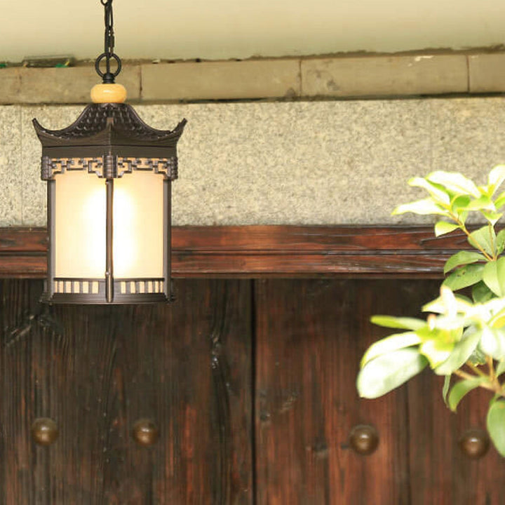 Retro chinesische wasserdichte sechseckige Laterne für den Außenbereich 1-Licht Terrassen-Pendelleuchte 