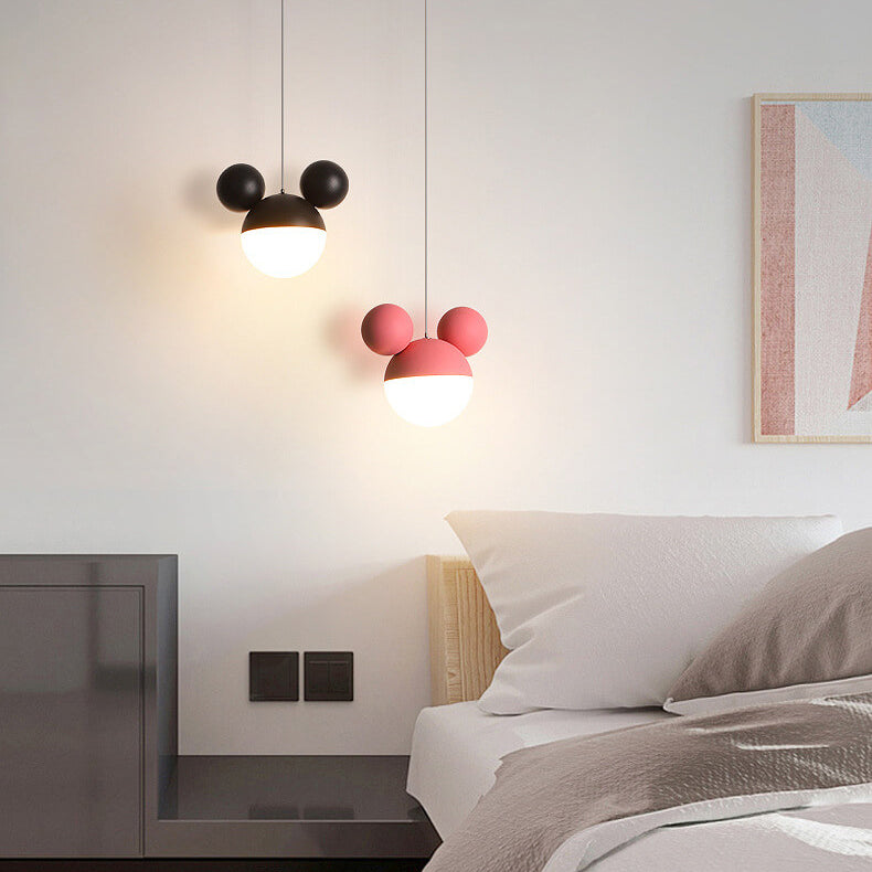 Childlike Minimalist Mouse Design LED Macaron Color Pendant Light