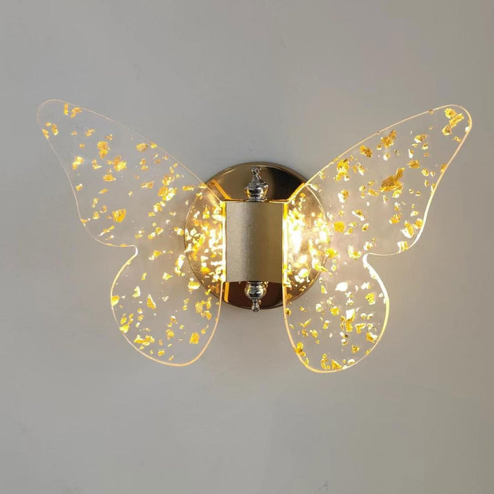 Applique Murale LED Papillon Acrylique avec Feuille d'Or Créative Moderne 