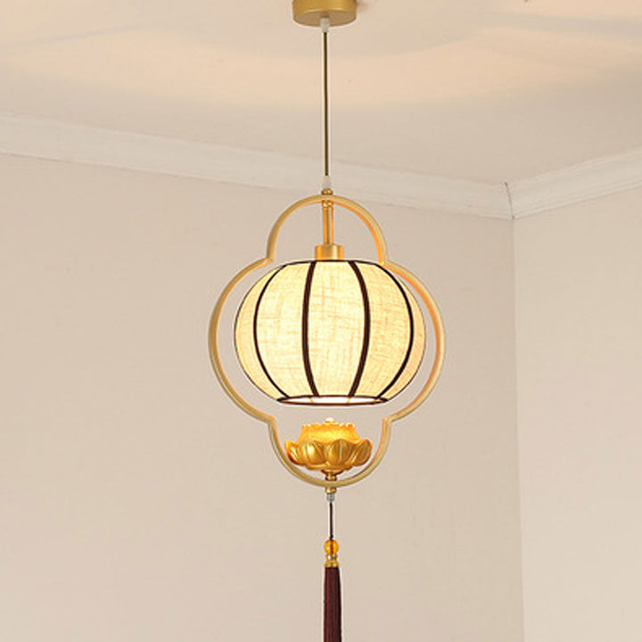 Chinese Retro Light Luxury Wrought Iron 1-Light Pendant Light