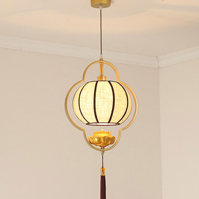 Chinese Retro Light Luxury Wrought Iron 1-Light Pendant Light