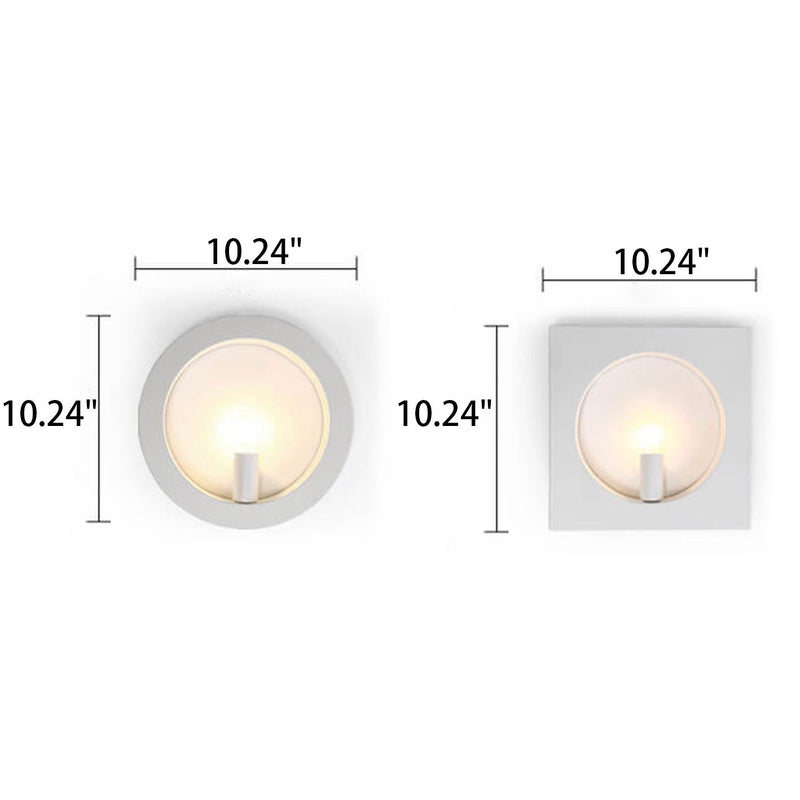 Einfache, kreative, quadratische, runde, 1-flammige Wandleuchte aus Eisen