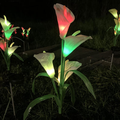 Moderne Solarpferdeschuhblume Bunte 4 LED Outdoor Garten Bodenstecker Landschaftslicht 