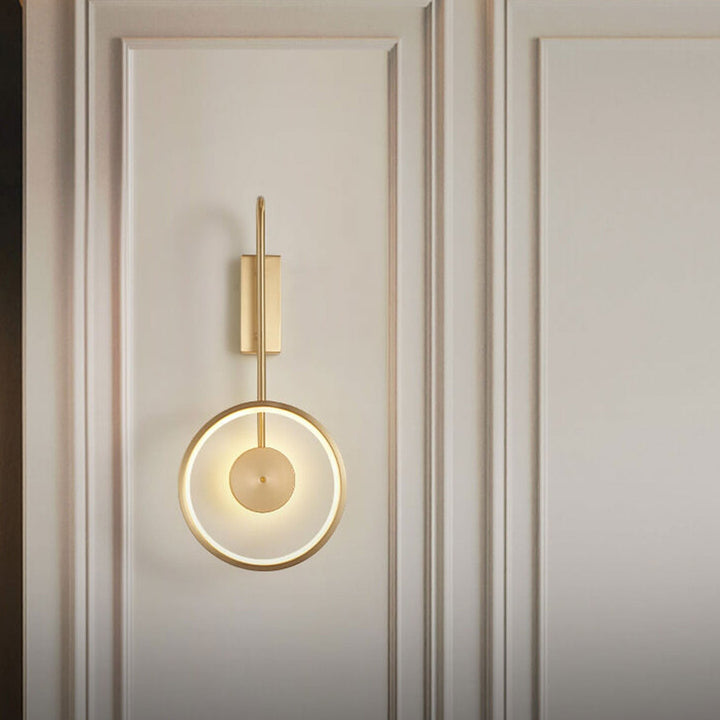 Licht Luxus Vollkupfer Kreis Gebogene Arm LED Wandleuchte Lampe 