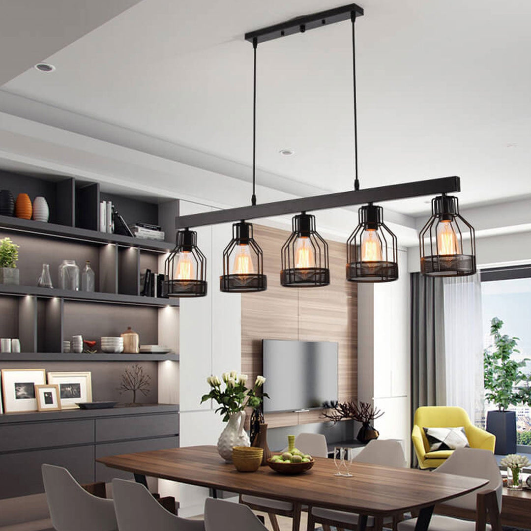 Industrielle Vintage Lang Bar Käfig Insel Licht 6-Licht Kronleuchter 