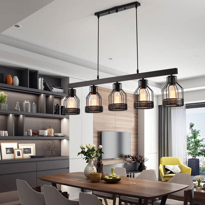 Industrielle Vintage Lang Bar Käfig Insel Licht 6-Licht Kronleuchter 