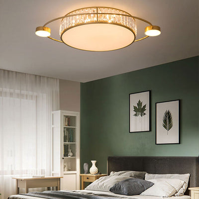 Nordic Luxury Crystal Round Ring Satellite LED Flush Mount Ceiling Light