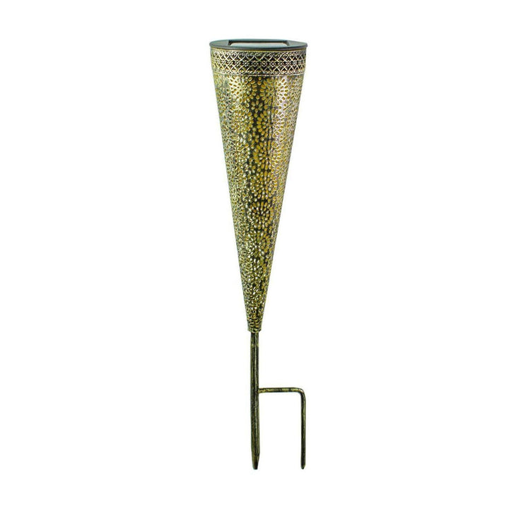 Lampe solaire LED creuse et conique en Bronze, luminaire décoratif d'extérieur, idéal pour un jardin, une pelouse ou un sentier 