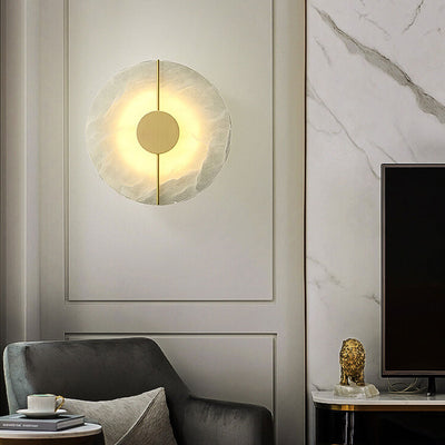Modern Brass Lucite Circle LED Wall Sconce Lamp
