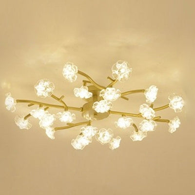 Nordic Creative Plum Blossom Tree Branch LED Semi-Flush Mount Ceiling Light