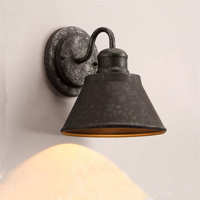 Vintage Industrial Hardware Iron Bell Shade Outdoor Waterproof   1-Light Wall Sconce Lamp