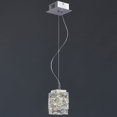 Modern Luxury Crystal Column Stainless Steel LED Pendant Light