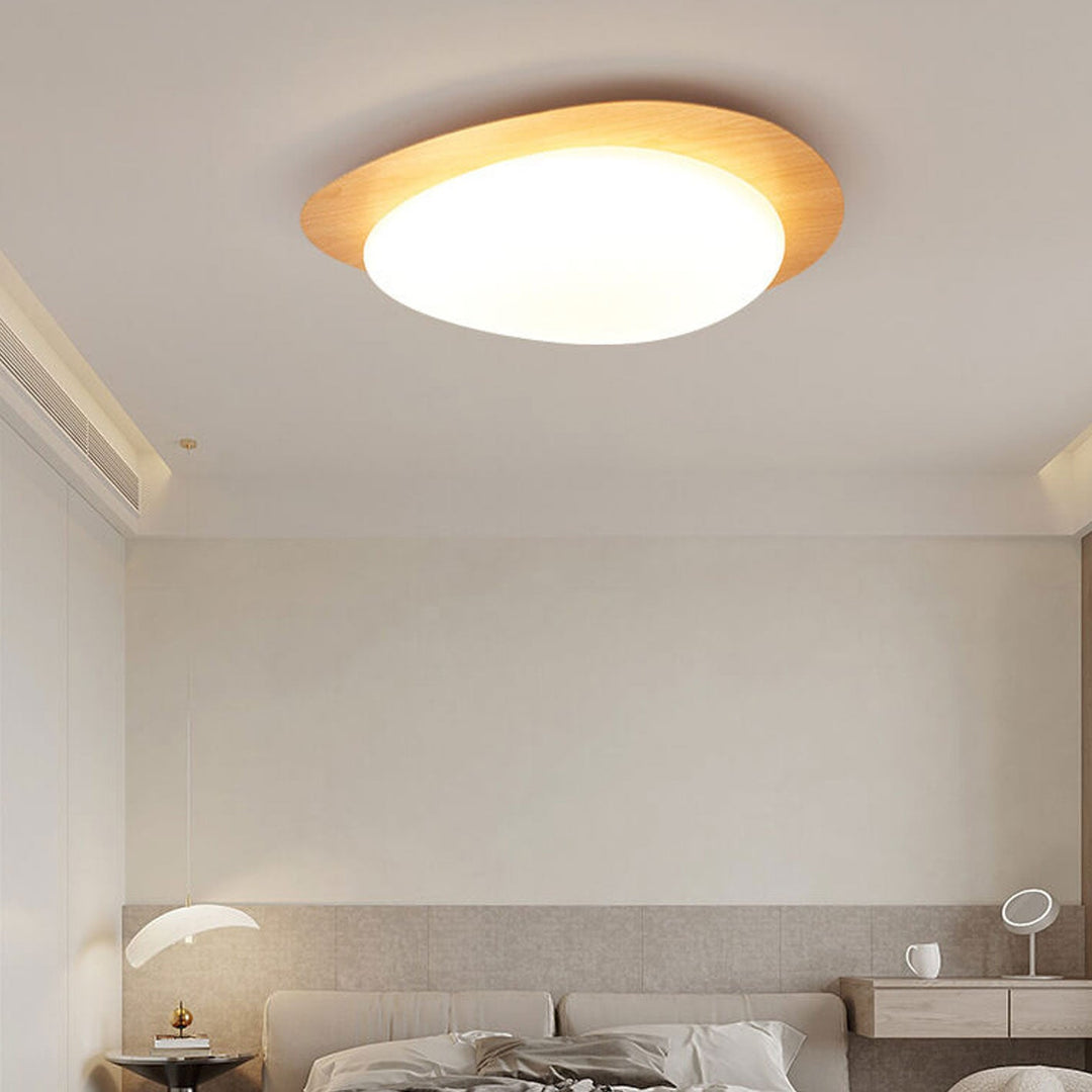 Nordic Eisen Holzmaserung Kiesel LED Deckenleuchte mit bündigem Abschluss 
