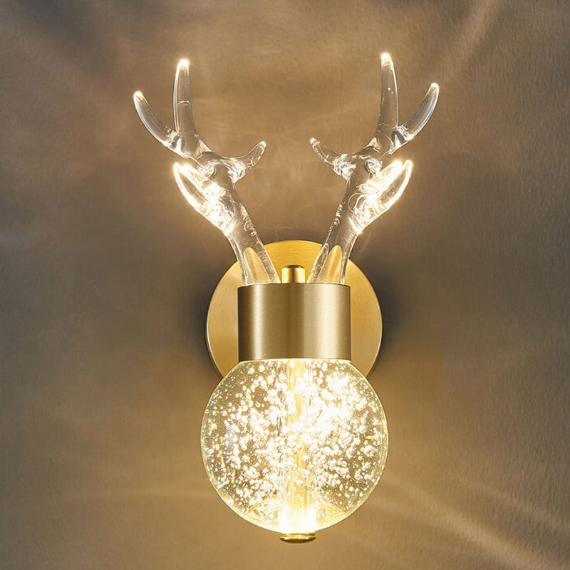 Nordic Luxury Antler Bubble Crystal LED Wall Sconce Lamp