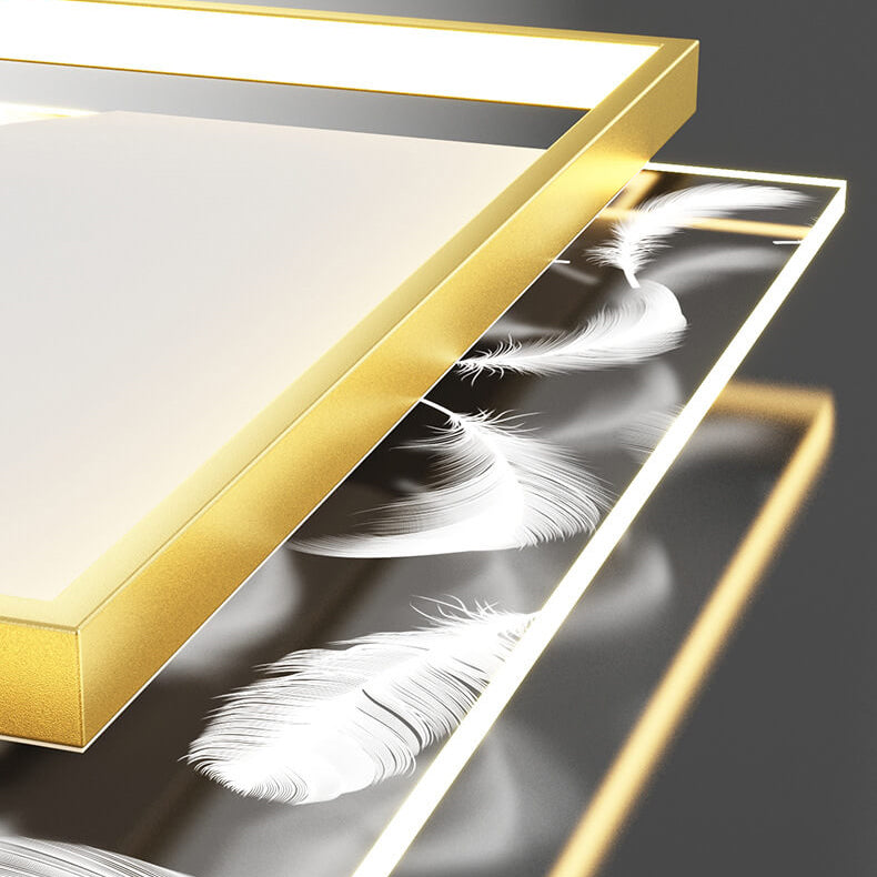 Modern Acrylic Light Luxury Square Feather Design LED Flush Mount Light