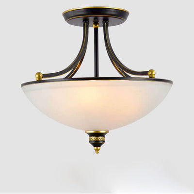 Vintage Luxury Glass Bowl Design 4-Light Semi-Flush Mount Ceiling Light