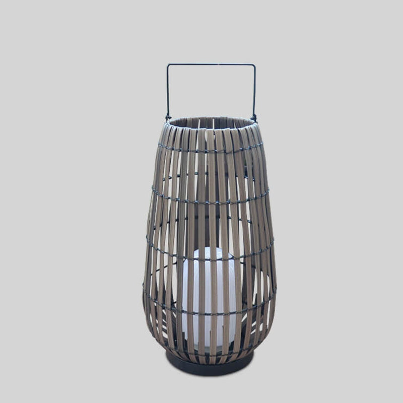 Modern Rattan Weaving Oval Cage Outdoor Patio Waterproof Floor Lamp