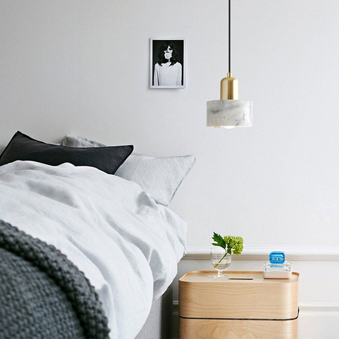 Suspension Luminaire en Métal et Marbre de Luxe Moderne à 1 Lumière 