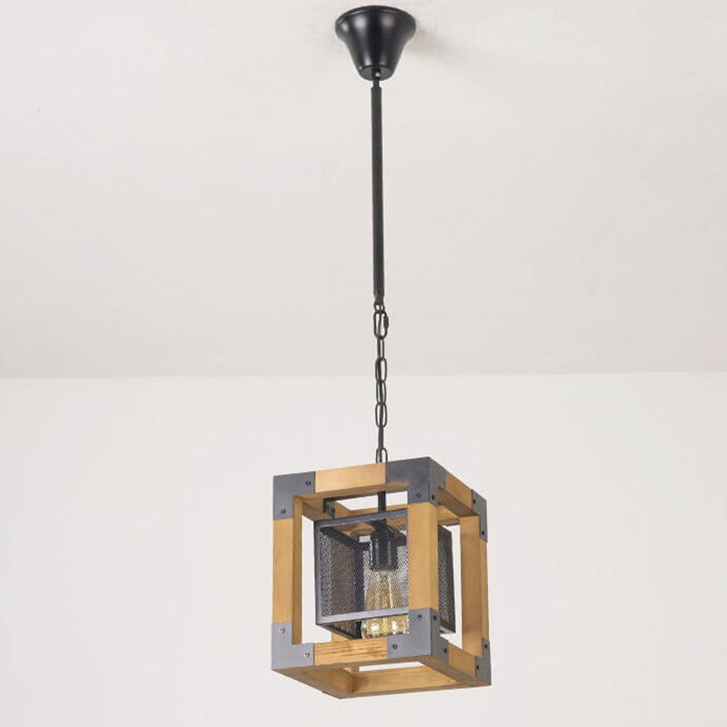 Industrial Creative Iron Mesh Box Design 1-Light Pendant Light