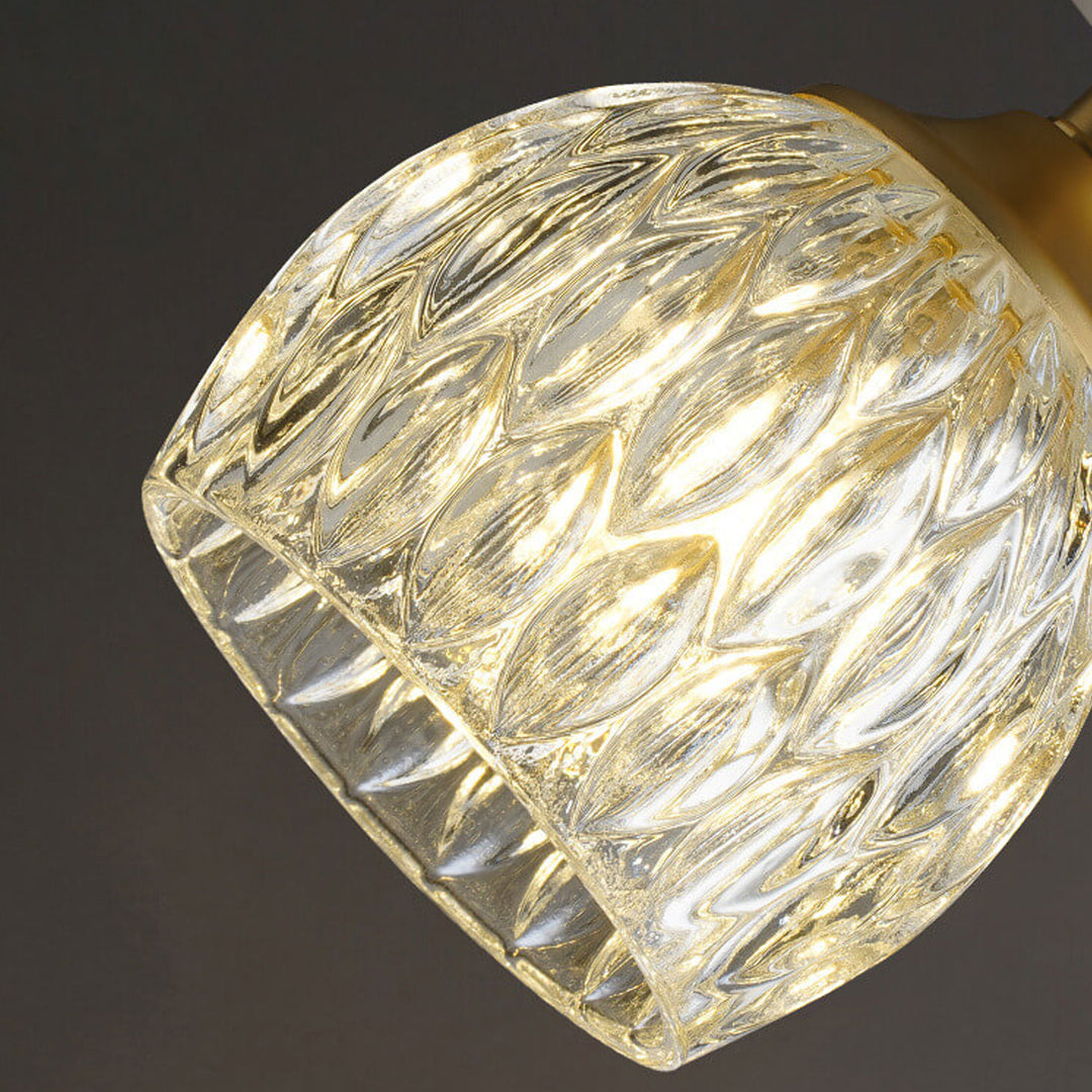Dôme en verre texturé nordique 1 lumière semi-encastrée pour plafond 