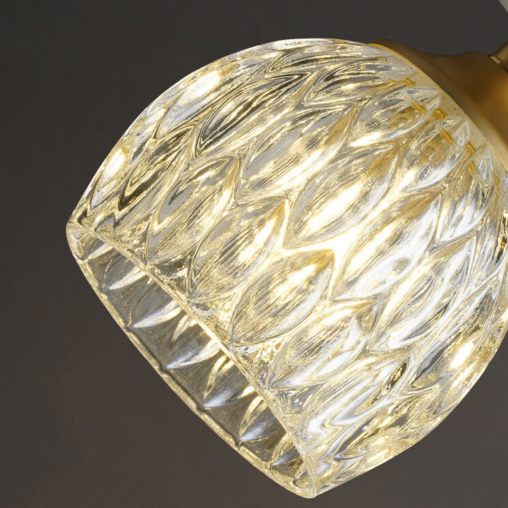 Dôme en verre texturé nordique 1 lumière semi-encastrée pour plafond 
