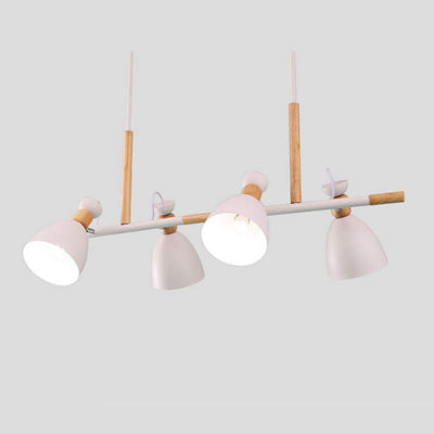 Nordic Macaron Log Bell Shade Island Light 4-Light Chandelier