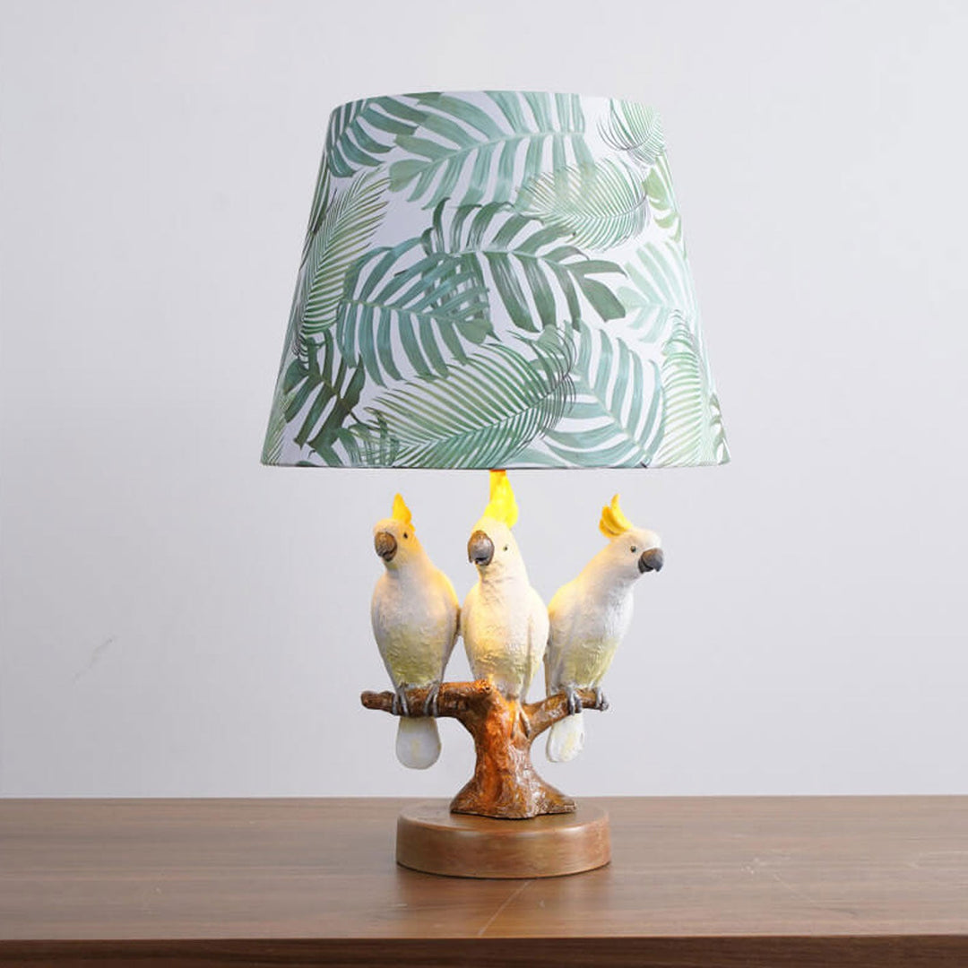 Nordic Leaf Fabric Harz Vogel Design 1-Licht Tischlampe 