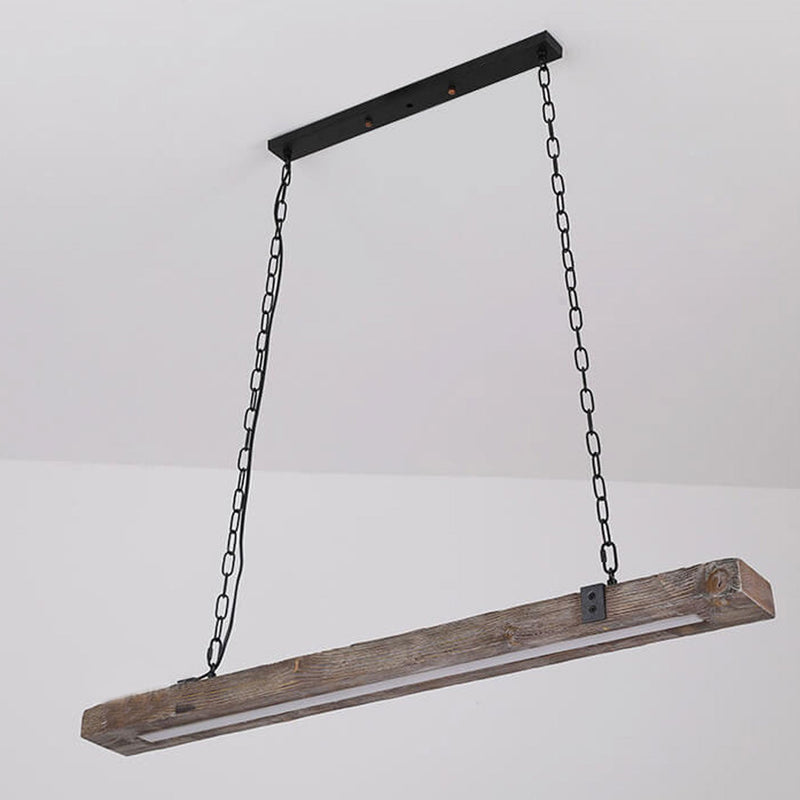 Vintage Industrial Wooden Long Bar Island Light LED Chandelier