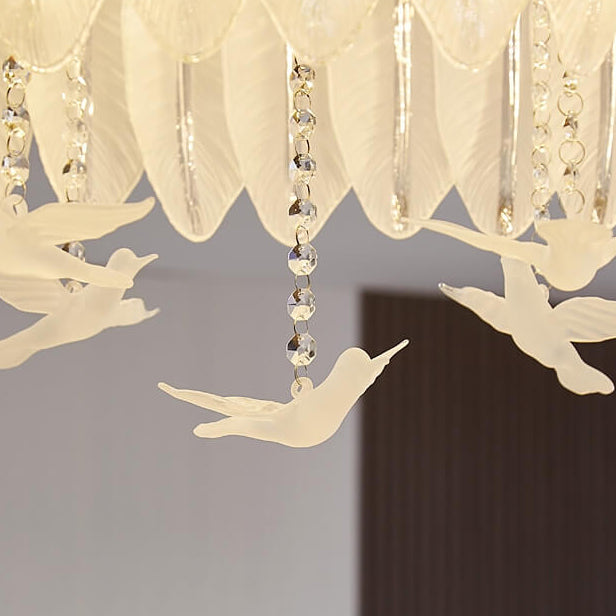 Luxury Creative Glass Feather Bird 6/8/10-Light Flush Mount Light