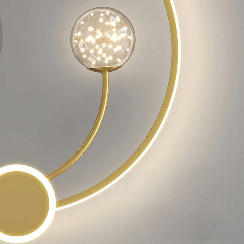 Modern Creative Circle Ball Design LED Flush Mount Ceiling Fan Light